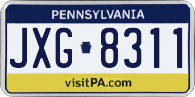 PA license plate JXG8311