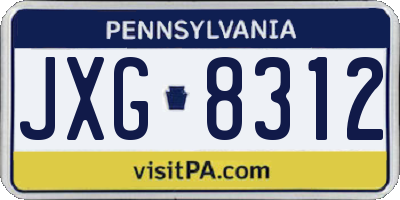 PA license plate JXG8312