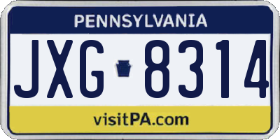 PA license plate JXG8314