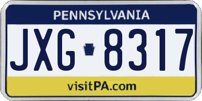 PA license plate JXG8317