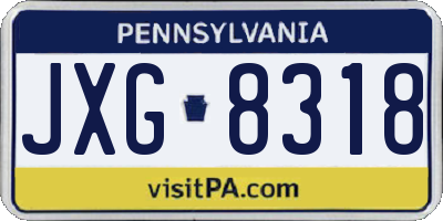 PA license plate JXG8318