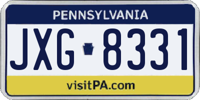 PA license plate JXG8331