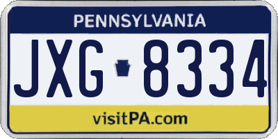 PA license plate JXG8334
