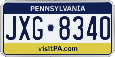 PA license plate JXG8340