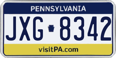 PA license plate JXG8342