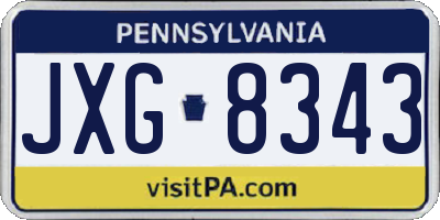 PA license plate JXG8343