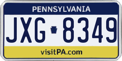 PA license plate JXG8349