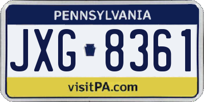 PA license plate JXG8361