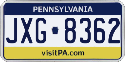 PA license plate JXG8362