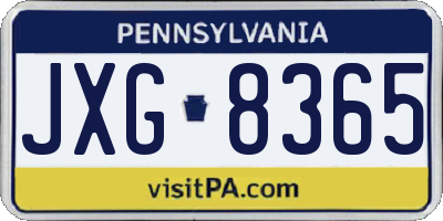 PA license plate JXG8365