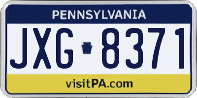 PA license plate JXG8371