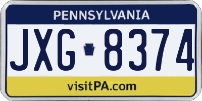 PA license plate JXG8374