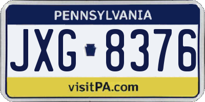 PA license plate JXG8376
