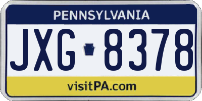 PA license plate JXG8378