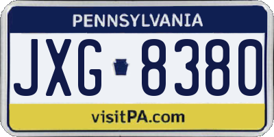 PA license plate JXG8380