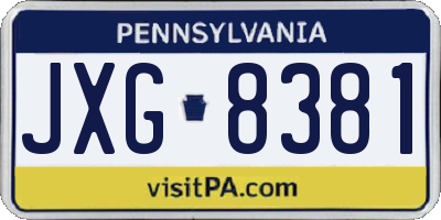 PA license plate JXG8381