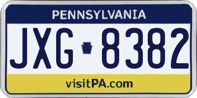 PA license plate JXG8382