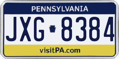 PA license plate JXG8384