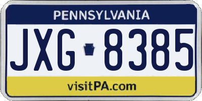 PA license plate JXG8385