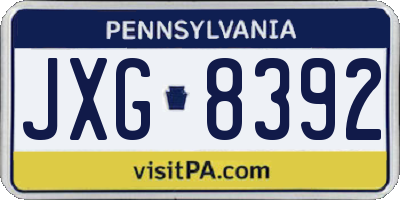 PA license plate JXG8392