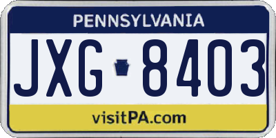 PA license plate JXG8403