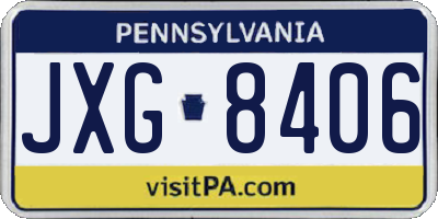 PA license plate JXG8406