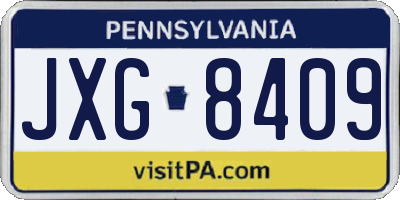 PA license plate JXG8409
