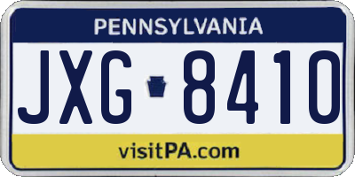 PA license plate JXG8410