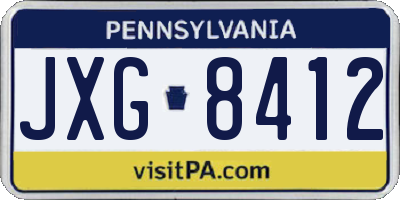 PA license plate JXG8412