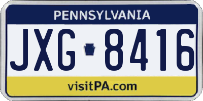 PA license plate JXG8416