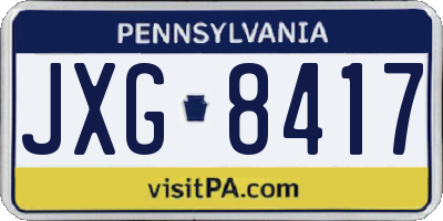 PA license plate JXG8417