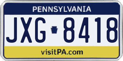 PA license plate JXG8418