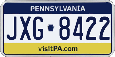 PA license plate JXG8422