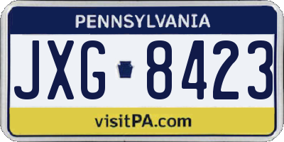 PA license plate JXG8423