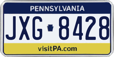 PA license plate JXG8428