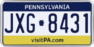 PA license plate JXG8431