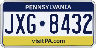 PA license plate JXG8432