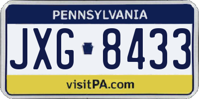 PA license plate JXG8433