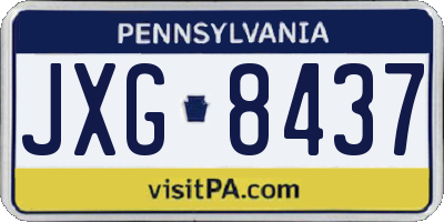 PA license plate JXG8437