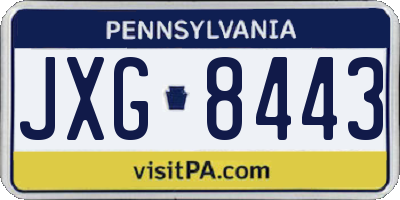 PA license plate JXG8443