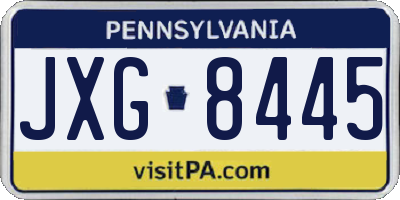 PA license plate JXG8445