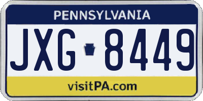 PA license plate JXG8449