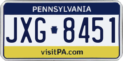 PA license plate JXG8451