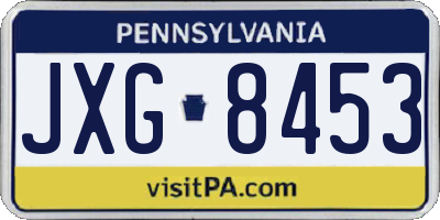 PA license plate JXG8453