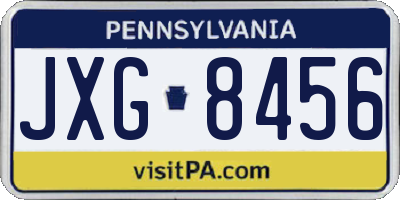 PA license plate JXG8456