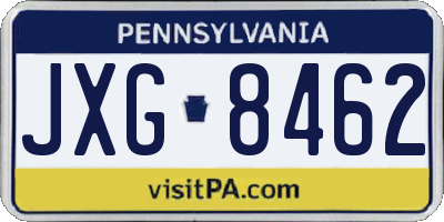 PA license plate JXG8462