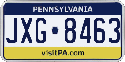 PA license plate JXG8463