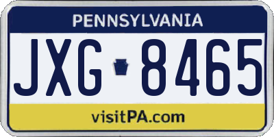 PA license plate JXG8465