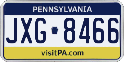 PA license plate JXG8466