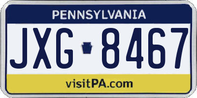 PA license plate JXG8467